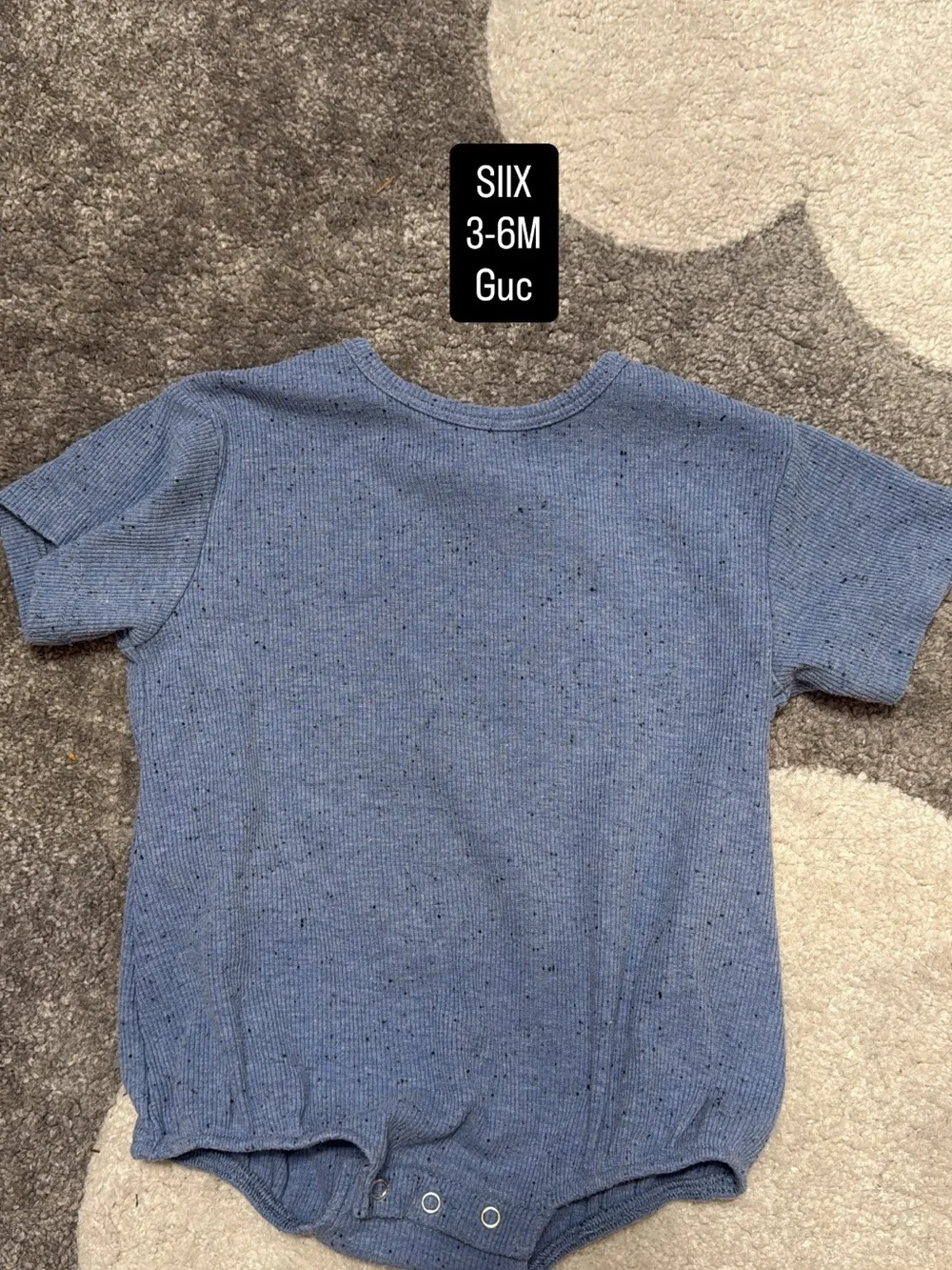SIIX Blue Knit Baby Bodysuit - Short Sleeve